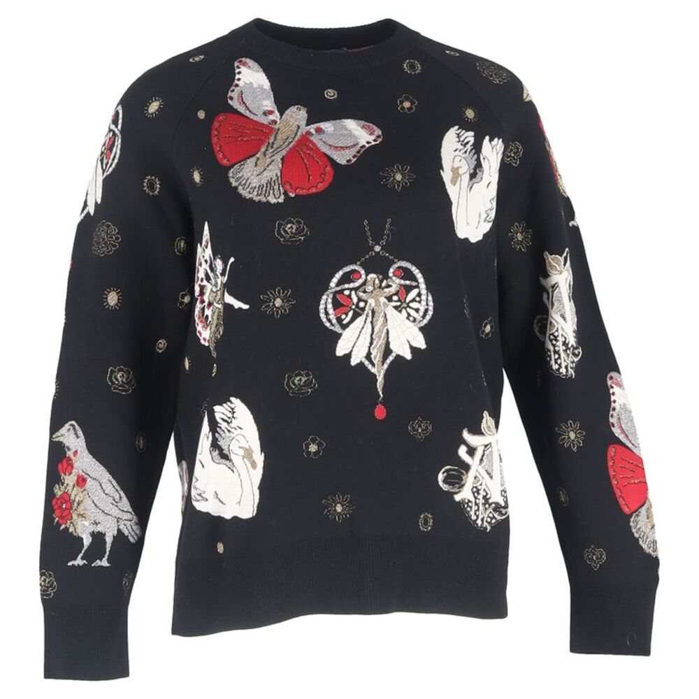 Alexander Mcqueen Gothic Fairytale Printed Sweater in Black Wool